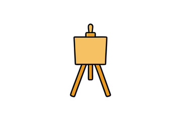 Hand drawn easel illustration with artistic doodles on a clean white background
