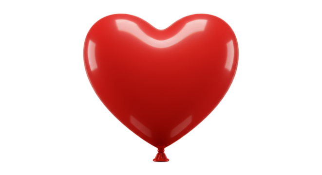 Shiny red heart shaped balloon floating against black background