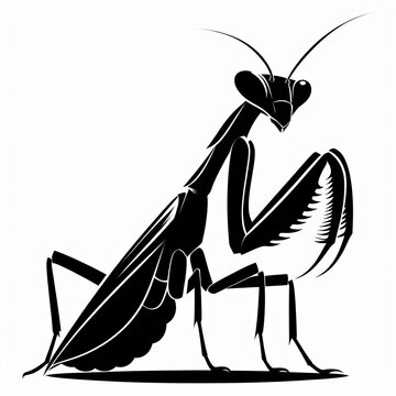 black praying mantis insect silhouette clip art preview
