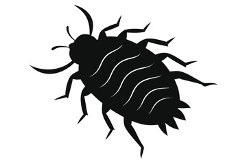 Silhouette illustration of a small insect resembling a bark louse on a white background