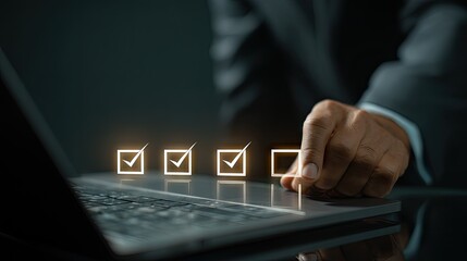 Illuminated check boxes on a laptop.