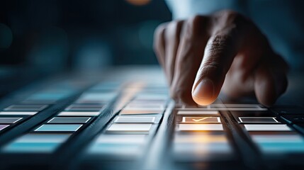 A hand selecting a color swatch on a digital color palette.