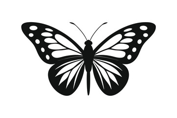 Monarch butterfly silhouette illustration on white background