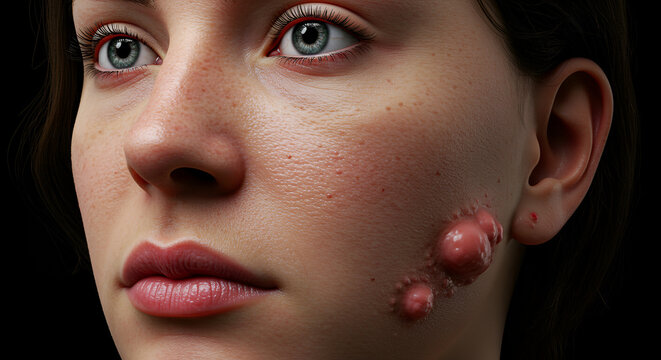 Swollen lymph nodes caused by bubonic plague and Yersinia pestis