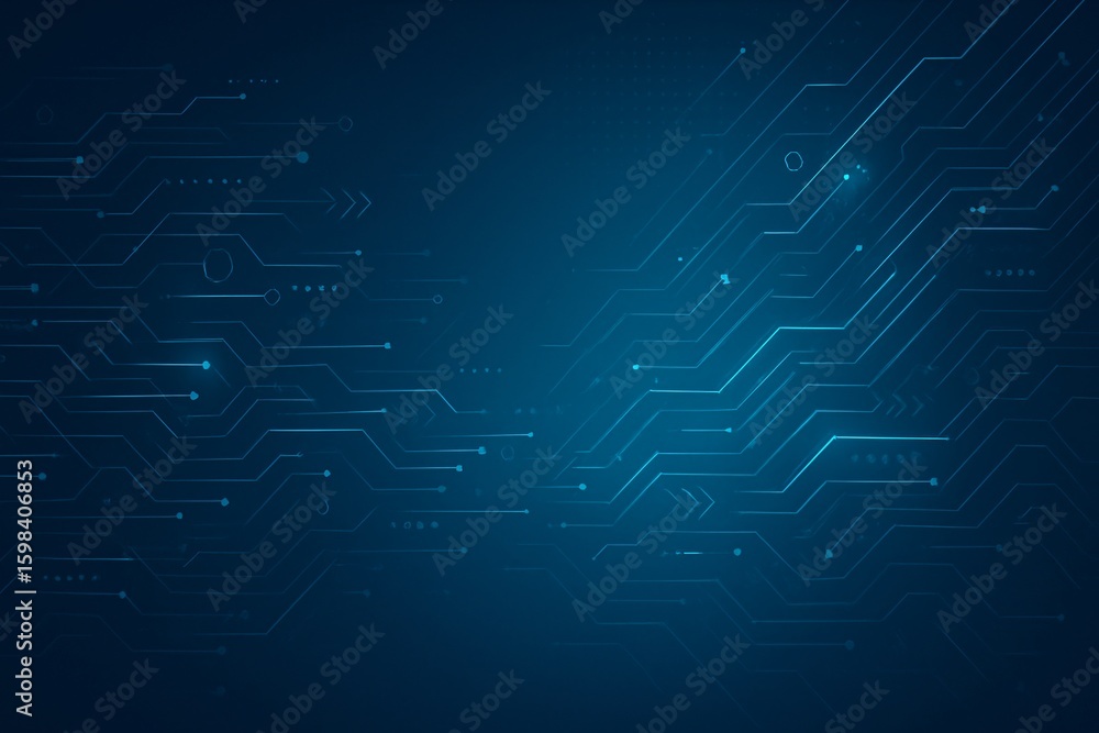 Poster dark blue technology background with circuit board pattern for digital design and innovation