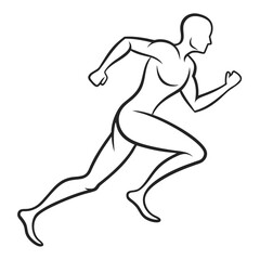 Single line art of running athlete silhouette