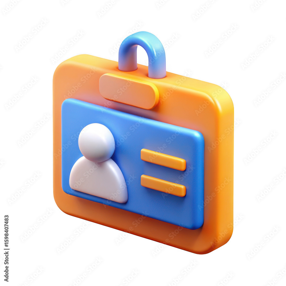 Poster 3d id badge holder with lanyard loop isolated on transparent background