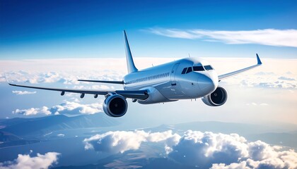 Obraz premium Airplane in Flight Above Clouds