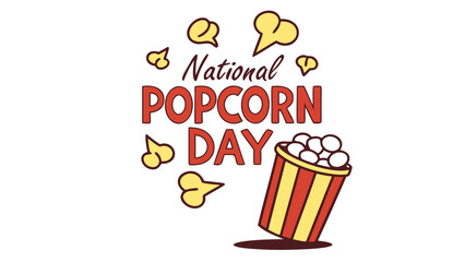 National popcorn day celebration with popcorn bucket and kernels
