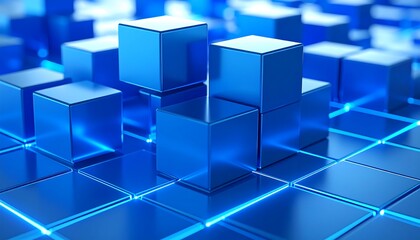 Abstract geometric pattern of blue cubes (1)