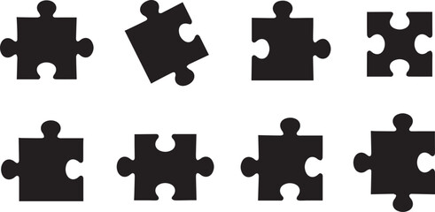 Naklejka premium Unity Puzzle Vector Set | Teamwork and Collaboration Concept Icons
