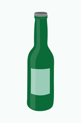 Beer in glass bottle. Beer day, festival, holiday. October. Flat illustration, isolated background.