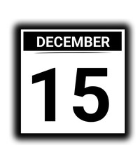 Black and white color December month calendar date 15