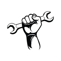 Fist Holding Wrench Icon Design

