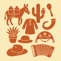 Símbolos da Caatinga – Nordeste em flat design
Nordeste icones 