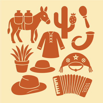 S&iacute;mbolos da Caatinga &ndash; Nordeste em flat design
Nordeste icones 