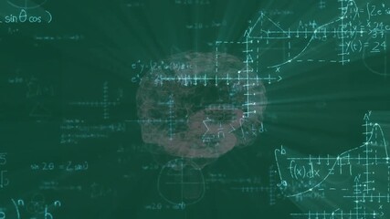 Upon starting brain fading, formulas scrolling, graphs and nodes rising to show math thinking - Powered by Adobe