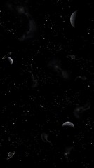 Vertical Space Based Scientific Picture with Nebula, Galaxies, Planets 
