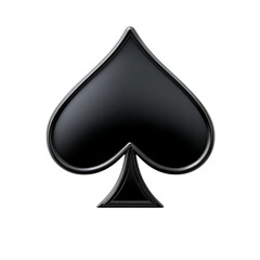 3d black spade playing card symbol isolated on transparent background
