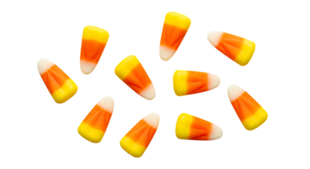 Candy corn halloween sweets background fall autumn october treat dessert holiday orange yellow white isolated on transparent background