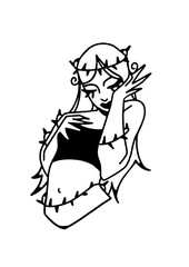 Dark art illustration of a woman entwined with thorns, raw and emotional