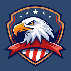Obraz premium American bald eagle emblem with stars and stripes ribbon
