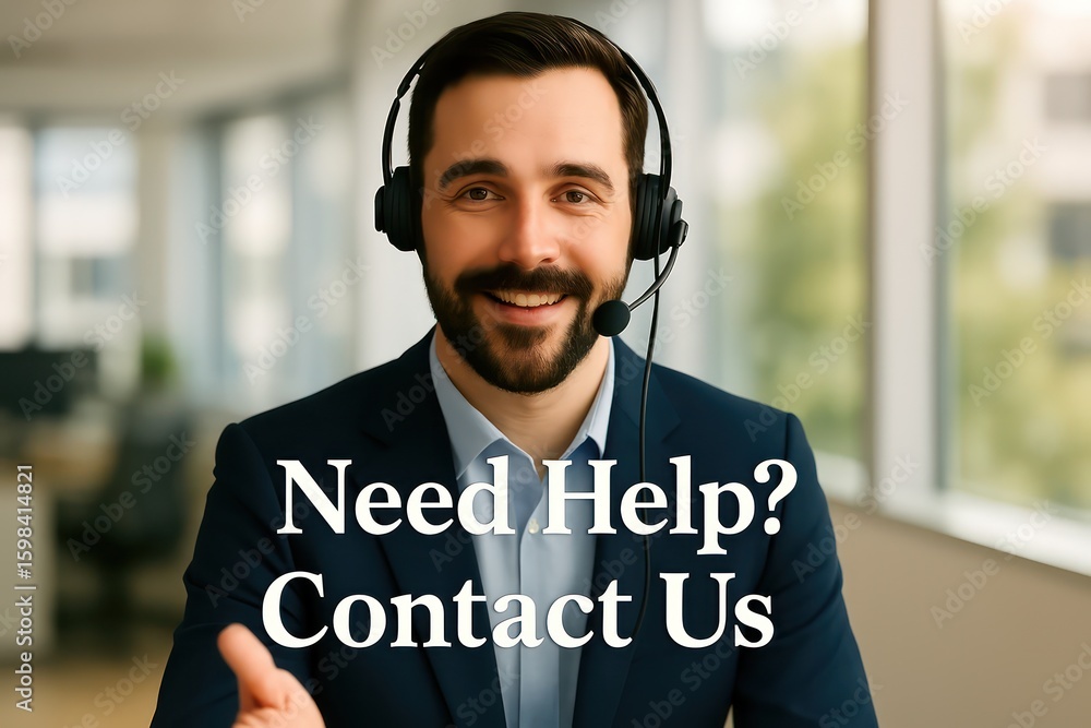 Aufkleber a professional customer service representative extends a welcoming gesture while assisting customers