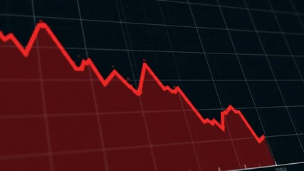 Red declining stock market chart showing financial crisis economic recession global business data losses and investment downturn digital graph analysis indicati - Powered by Adobe