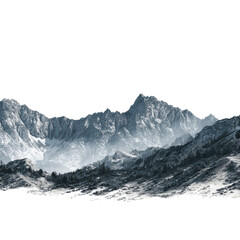 Obraz premium Snowy mountain landscape on transparent background