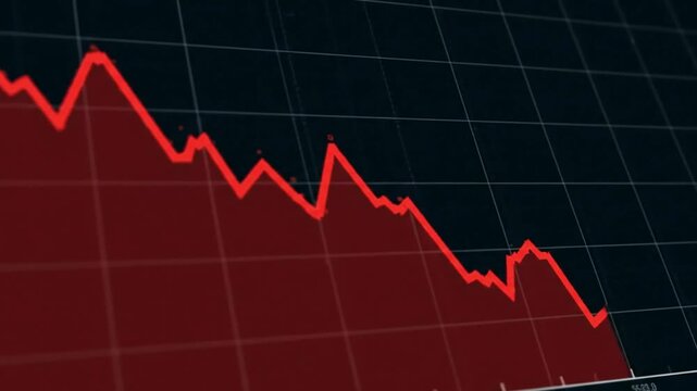 Red declining stock market chart showing financial crisis economic recession global business data losses and investment downturn digital graph analysis indicati - Powered by Adobe