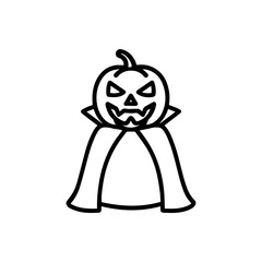 line icon Pumpkin in a cloak vector on white background
Vector line icon on white background