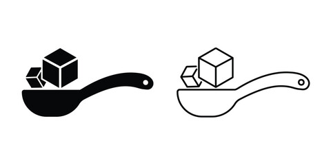 spoon with sugar icon set. spoon side view vector. Spoon full with sugar, salt, flour icon vector illustration.