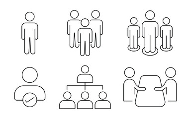People, human, person line icon set. community, population, audience, member.  group, team, organization, Containing participants.
