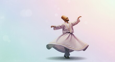 Sufi dancer on the theme of Islamic Muharram, flat composition,