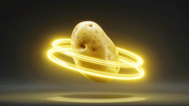 Mysterious glowing orb levitating with golden rings