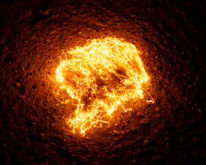 Dynamic Fiery Light Trails on Dark Earth: Abstract Energy & Molten Glow - Captivating Visual...