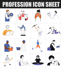ector Sheet of Profession Icons Featuring Various Occupations
Flat Design Icons of Common Professions and Careers
Colorful Profession Icon Set for Education and Infographics