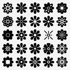 Collection of twenty four stylized floral graphics