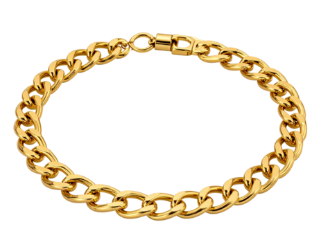 Elegant Gold Chain Bracelet Isolated on Transparent Background