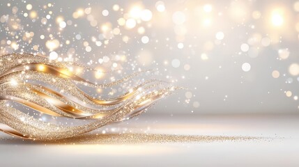 Golden Glitter Waves Background