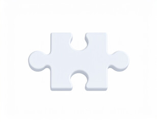 Obraz premium White jigsaw puzzle piece. 3d rendering isolated on white background. Cartoon plastic style icon.puzzle, challenge, connection, game, minimal, problem, solution, strategy, success, teamwork, together,