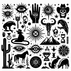 Vintage western and mystical themed icon collection