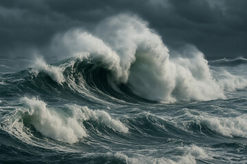 storm, waves rage with uncontrollable force