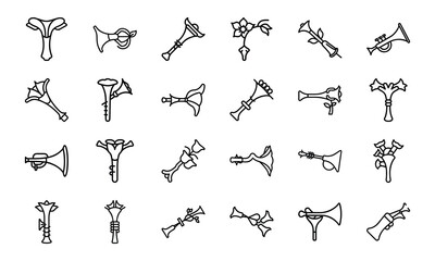 Bundle Pink Trumpet Vine Icon Silhouettes Style White B 