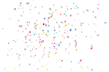Falling Multicolored Confetti on Transparent Background