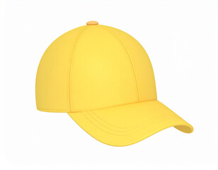 Fototapeta premium Yellow Billed Cap. 3d rendering isolated on white background. Cartoon plastic style icon.wear, cap, hat, headwear, illustration, isolated, fashion, object, style, baseball, realistic, 