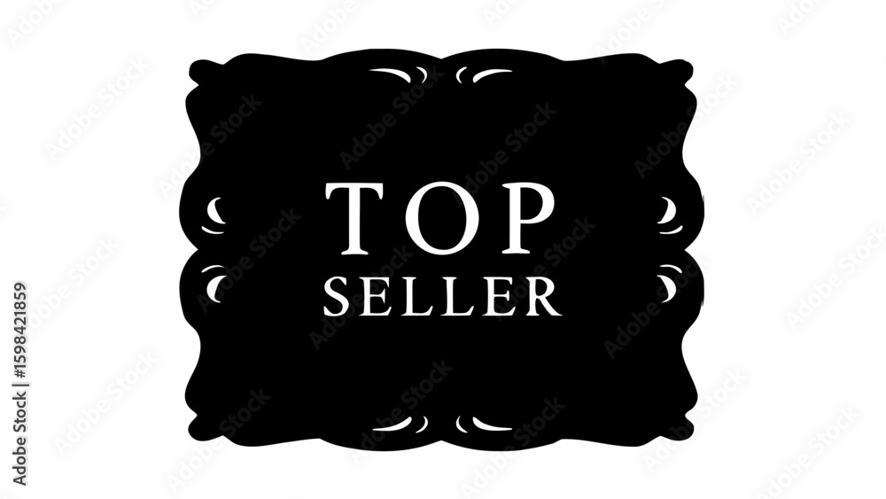 Aufkleber black ornate frame with top seller text in white on a white background design element image