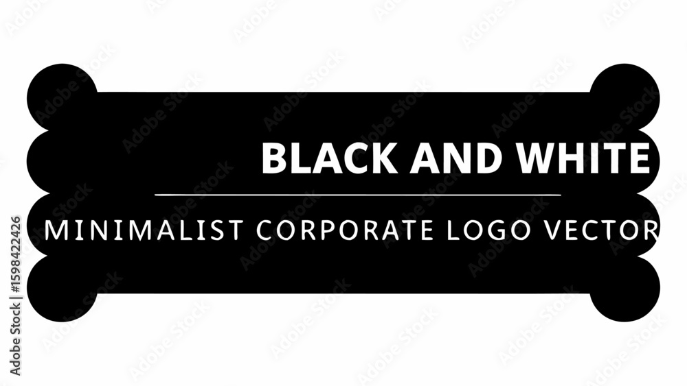 Poster black and white minimalist corporate logo design with rounded edges and a horizontal rectangular sha