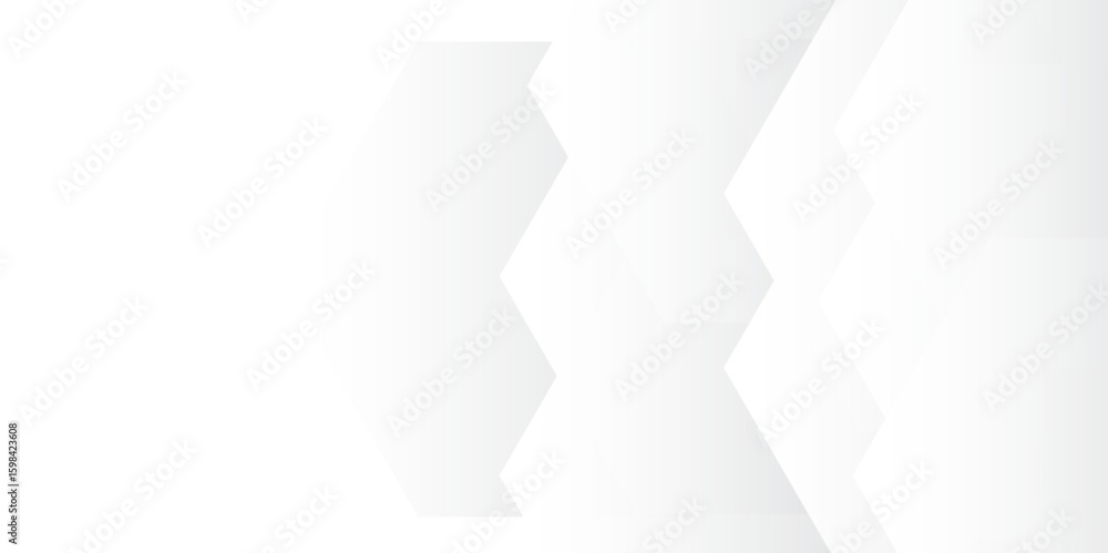 Poster abstract seamless background with overlapping translucent white hexagons on a light gray to white gr