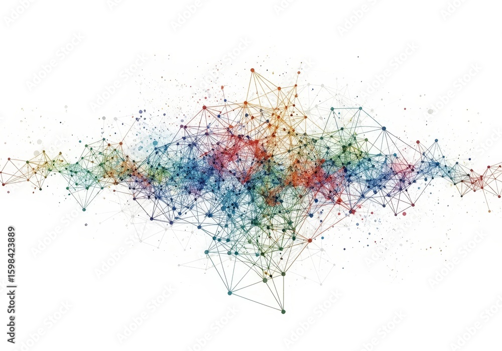 Poster colorful abstract network design - a vibrant and dynamic abstract representation of interconnected l